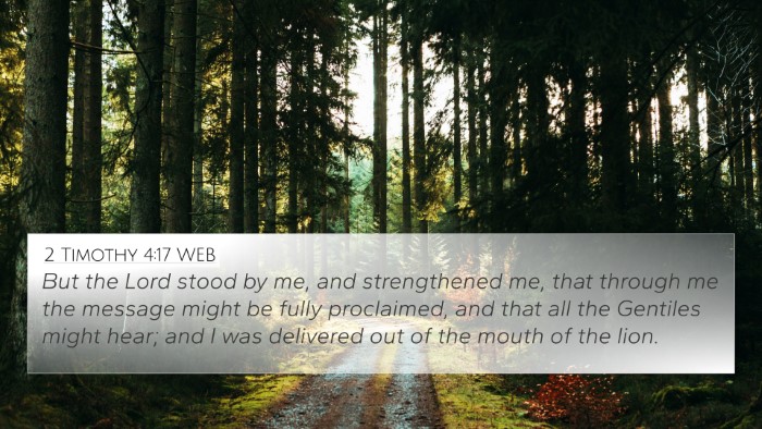 2 Timothy 4:17 WEB Bible Verse Image