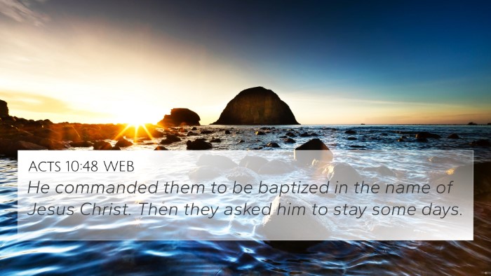 Acts 10:48 WEB Bible Verse Image