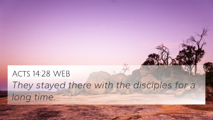 Acts 14:28 WEB 4K Wallpaper - They stayed there with the disciples for a long - 4K Wallpaper Bible Verse