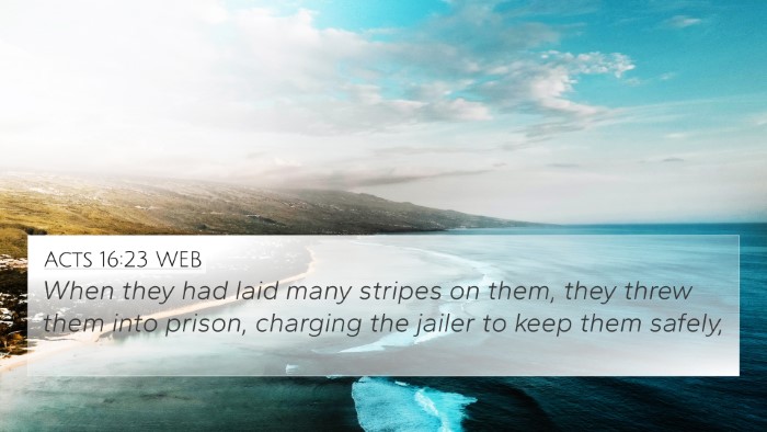 Acts 16:23 WEB Bible Verse Image
