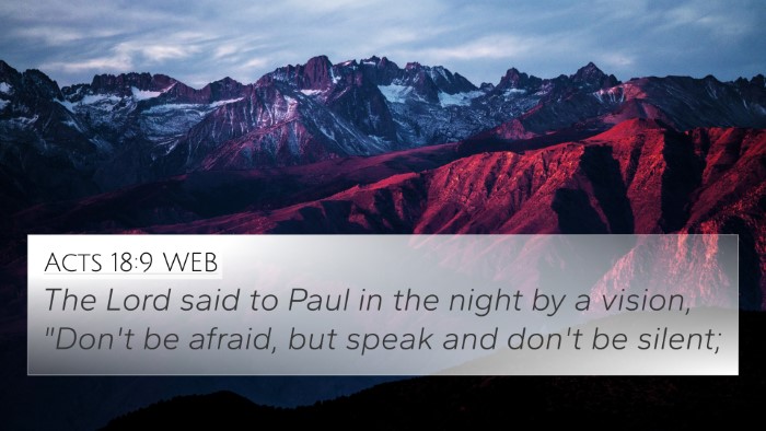 Acts 18:9 WEB Bible Verse Image