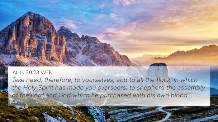 Acts 20:28 WEB Bible Verse Image