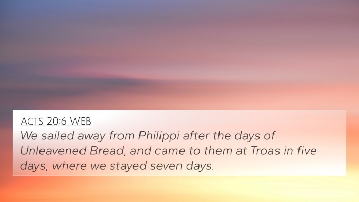 Acts 20:6 WEB Bible Verse Image