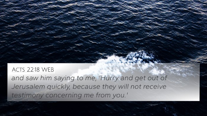 Acts 22:18 WEB Bible Verse Image
