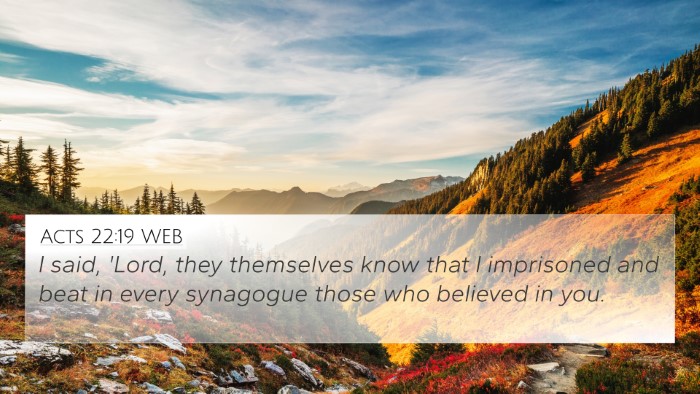 Acts 22:19 WEB Bible Verse Image