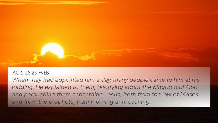 Acts 28:23 WEB Bible Verse Image