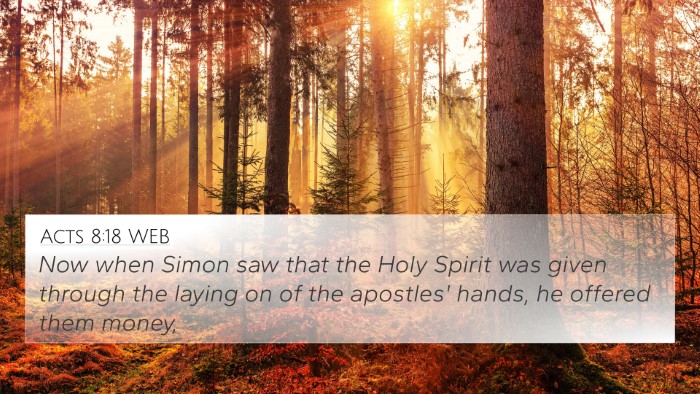 Acts 8:18 WEB Bible Verse Image