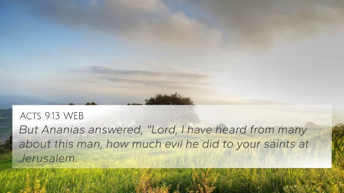Acts 9:13 WEB Bible Verse Image