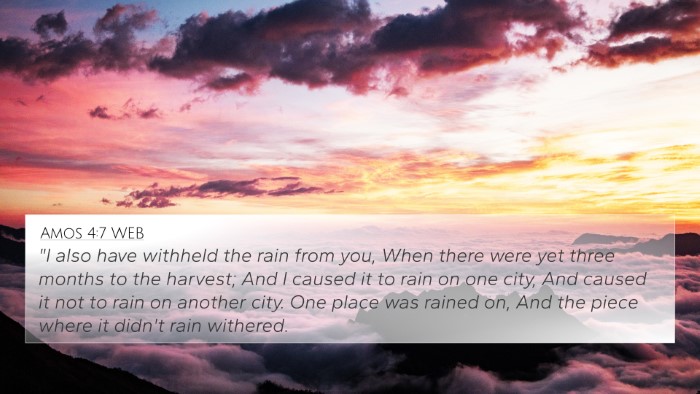 Amos 4:7 WEB Bible Verse Image