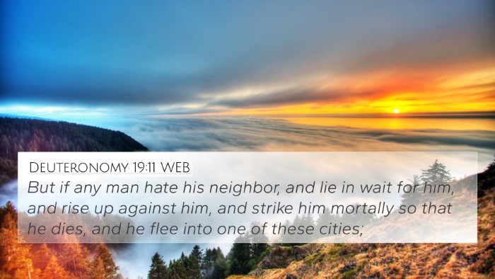 Deuteronomy 19:11 WEB Bible Verse Image