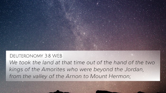 Deuteronomy 3:8 WEB Bible Verse Image