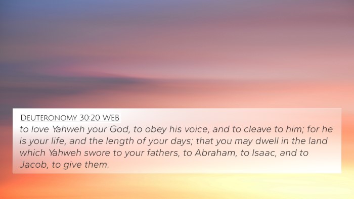 Deuteronomy 30:20 WEB Bible Verse Image