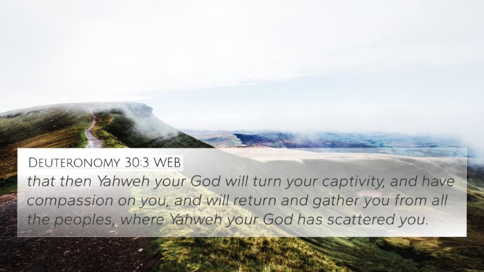 Deuteronomy 30:3 WEB Bible Verse Image