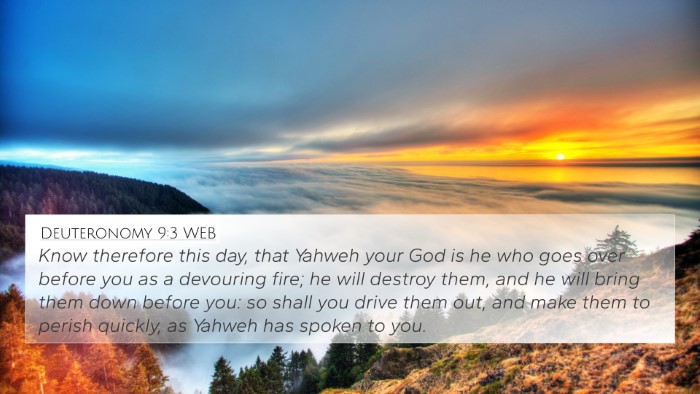 Deuteronomy 9:3 WEB Bible Verse Image