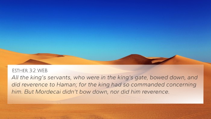 Esther 3:2 WEB Bible Verse Image