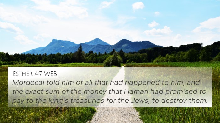 Esther 4:7 WEB 4K Wallpaper - Mordecai told him of all that had happened to - 4K Wallpaper Bible Verse