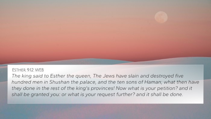 Esther 9:12 WEB Bible Verse Image