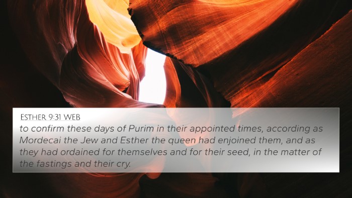 Esther 9:31 WEB 4K Wallpaper - to confirm these days of Purim in their appointed - 4K Wallpaper Bible Verse