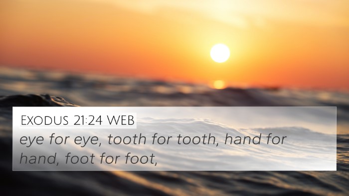 Exodus 21:24 WEB 4K Wallpaper - eye for eye, tooth for tooth, hand for hand, foot - 4K Wallpaper Bible Verse
