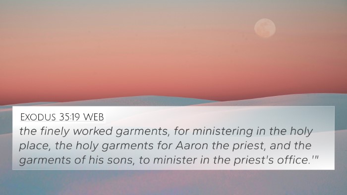 Exodus 35:19 WEB 4K Wallpaper - the finely worked garments, for ministering in - 4K Wallpaper Bible Verse