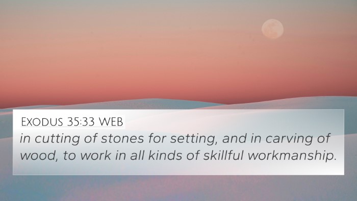 Exodus 35:33 WEB 4K Wallpaper - in cutting of stones for setting, and in carving - 4K Wallpaper Bible Verse