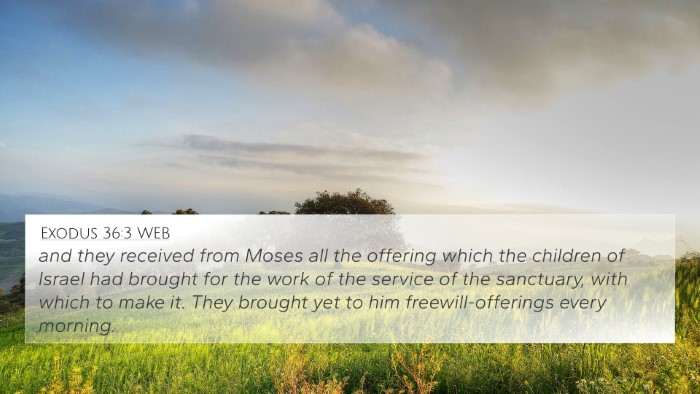 Exodus 36:3 WEB Bible Verse Image