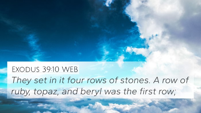 Exodus 39:10 WEB 4K Wallpaper - They set in it four rows of stones. A row of - 4K Wallpaper Bible Verse