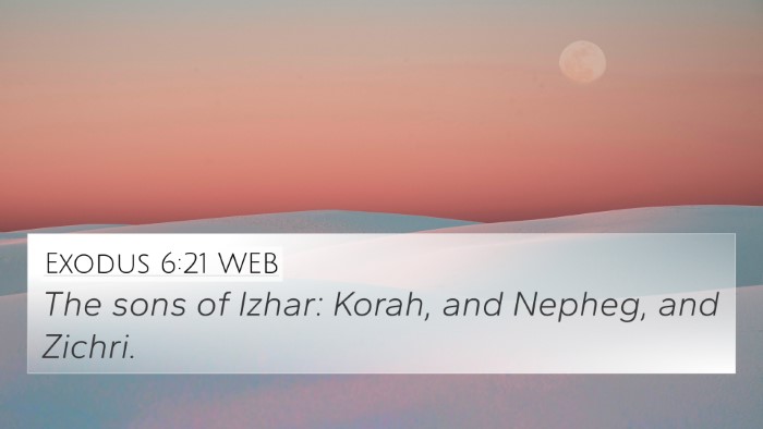 Exodus 6:21 WEB Bible Verse Image