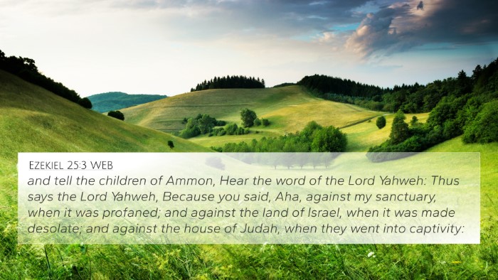 Ezekiel 25:3 WEB Bible Verse Image