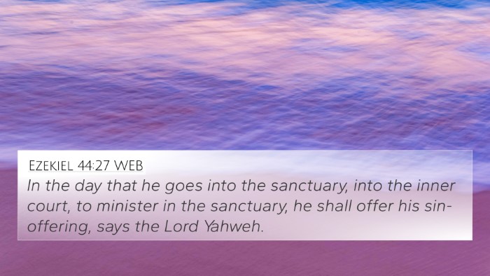 Ezekiel 44:27 WEB 4K Wallpaper - In the day that he goes into the sanctuary, into - 4K Wallpaper Bible Verse