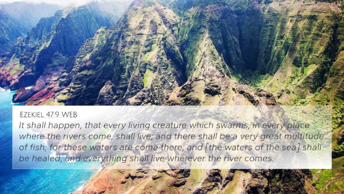 Ezekiel 47:9 WEB 4K Wallpaper - It shall happen, that every living creature which - 4K Wallpaper Bible Verse