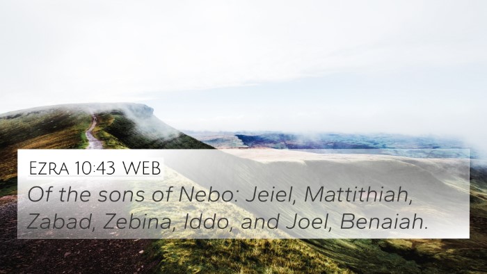 Ezra 10:43 WEB 4K Wallpaper - Of the sons of Nebo: Jeiel, Mattithiah, Zabad, - 4K Wallpaper Bible Verse