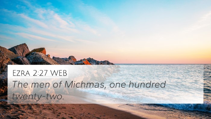 Ezra 2:27 WEB 4K Wallpaper - The men of Michmas, one hundred - 4K Wallpaper Bible Verse