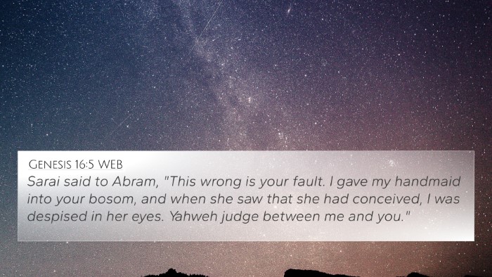 Genesis 16:5 WEB Bible Verse Image