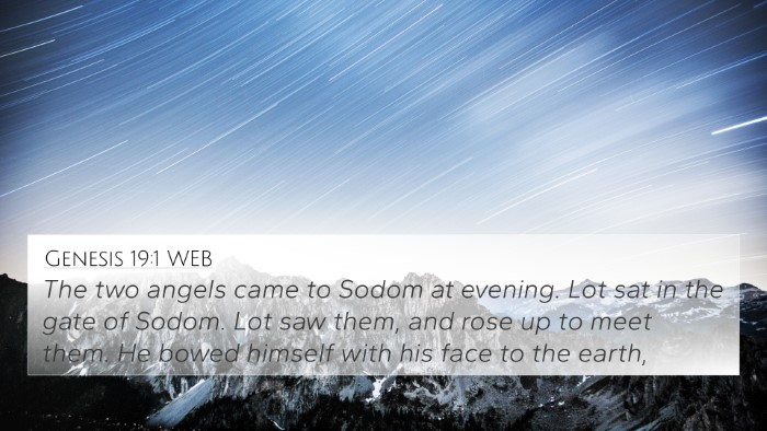Genesis 19:1 WEB 4K Wallpaper - The two angels came to Sodom at evening. Lot sat - 4K Wallpaper Bible Verse