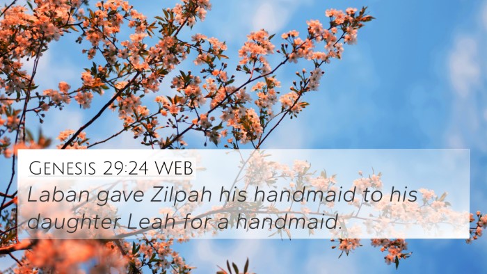 Genesis 29:24 WEB 4K Wallpaper - Laban gave Zilpah his handmaid to his daughter - 4K Wallpaper Bible Verse