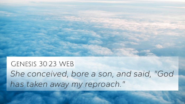 Genesis 30:23 WEB Bible Verse Image
