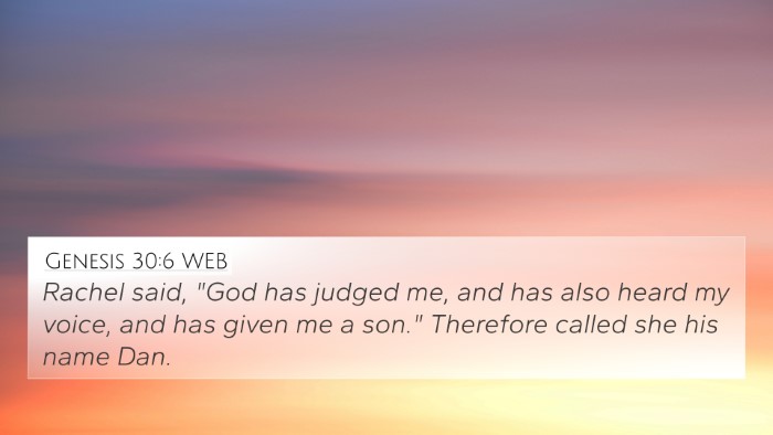 Genesis 30:6 WEB Bible Verse Image