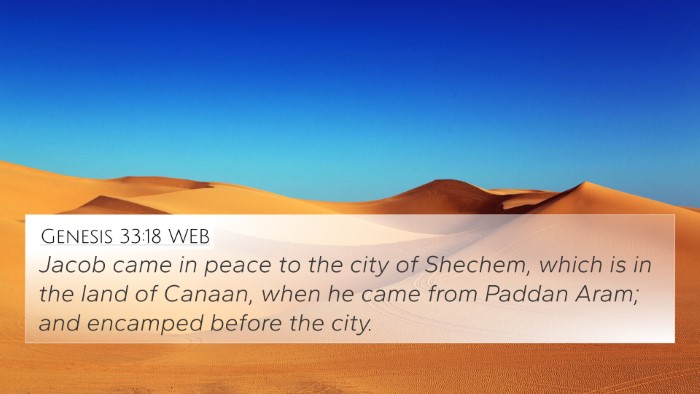 Genesis 33:18 WEB Bible Verse Image