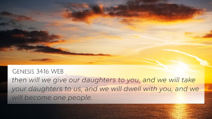 Genesis 34:16 WEB Bible Verse Image