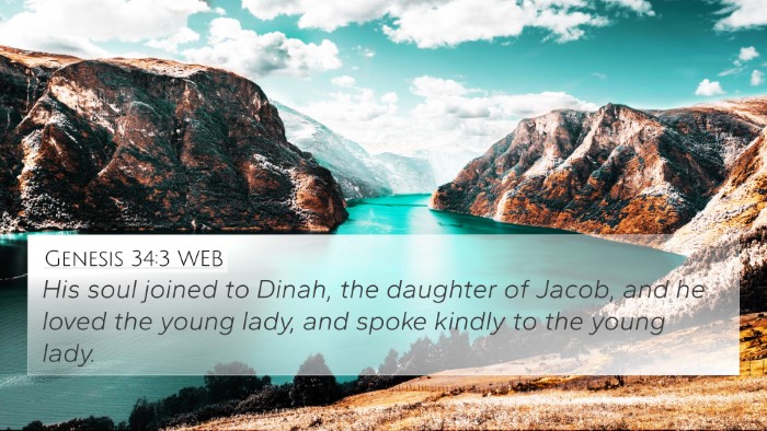 Genesis 34:3 WEB Bible Verse Image