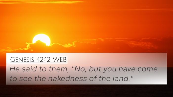 Genesis 42:12 WEB Bible Verse Image