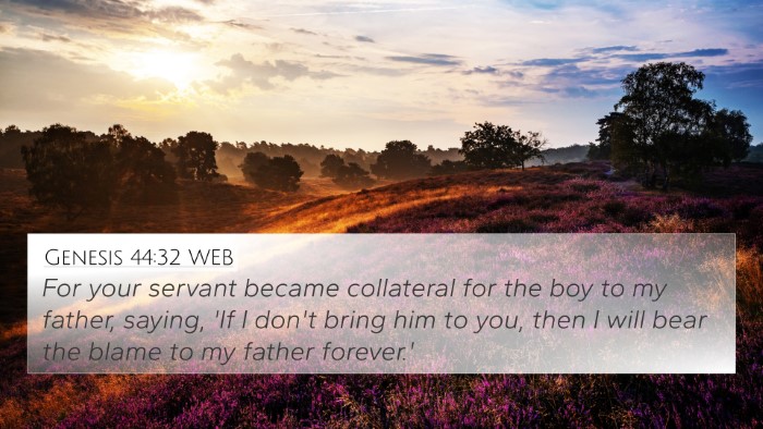 Genesis 44:32 WEB Bible Verse Image
