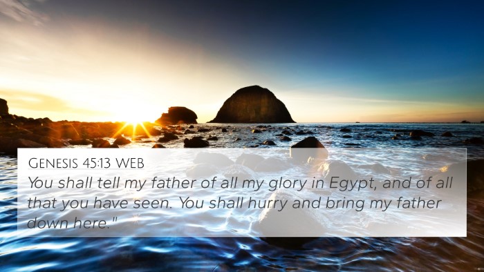Genesis 45:13 WEB Bible Verse Image