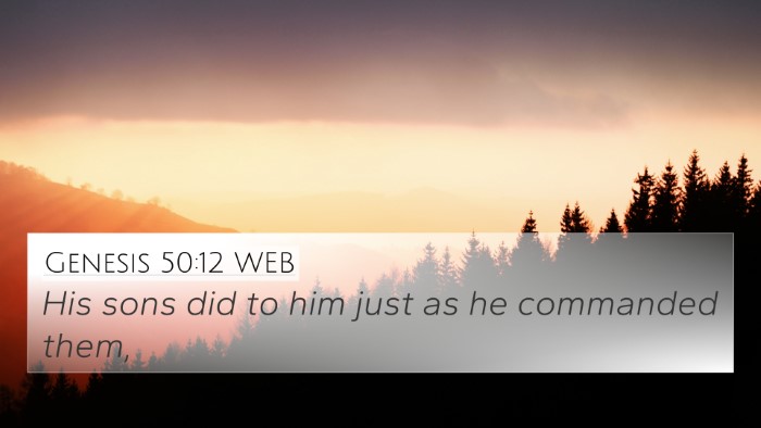 Genesis 50:12 WEB 4K Wallpaper - His sons did to him just as he commanded - 4K Wallpaper Bible Verse