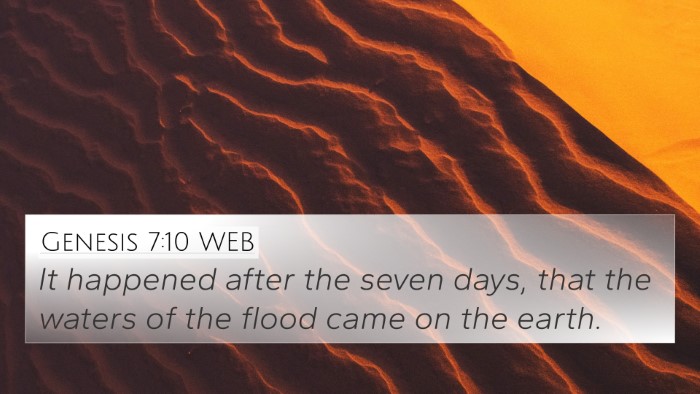 Genesis 7:10 WEB 4K Wallpaper - It happened after the seven days, that the waters - 4K Wallpaper Bible Verse