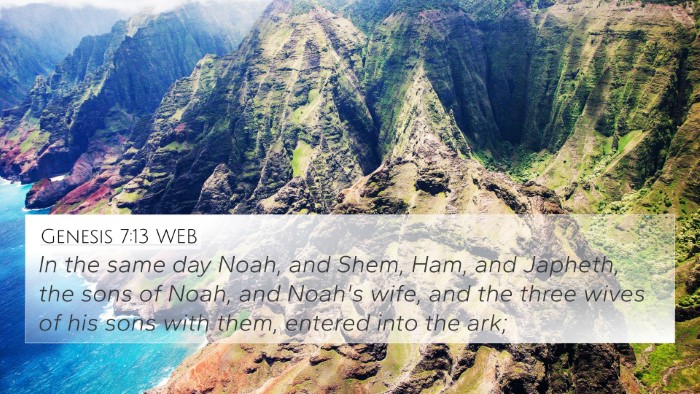 Genesis 7:13 WEB 4K Wallpaper - In the same day Noah, and Shem, Ham, and Japheth, - 4K Wallpaper Bible Verse