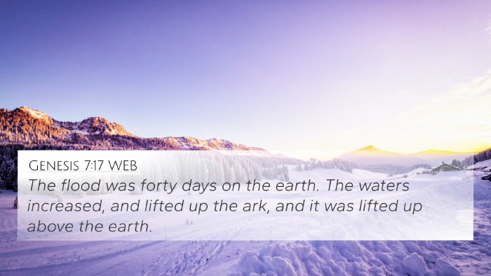 Genesis 7:17 WEB Bible Verse Image
