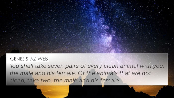 Genesis 7:2 WEB Bible Verse Image
