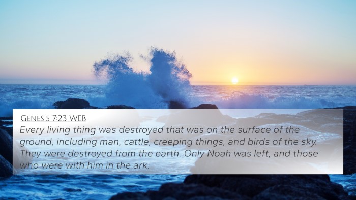 Genesis 7:23 WEB 4K Wallpaper - Every living thing was destroyed that was on the - 4K Wallpaper Bible Verse